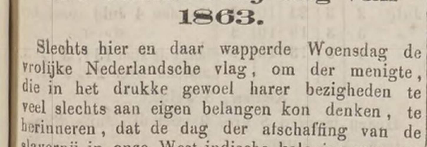 krantenartikel over de afschaffing van de slavernij in de kolonien