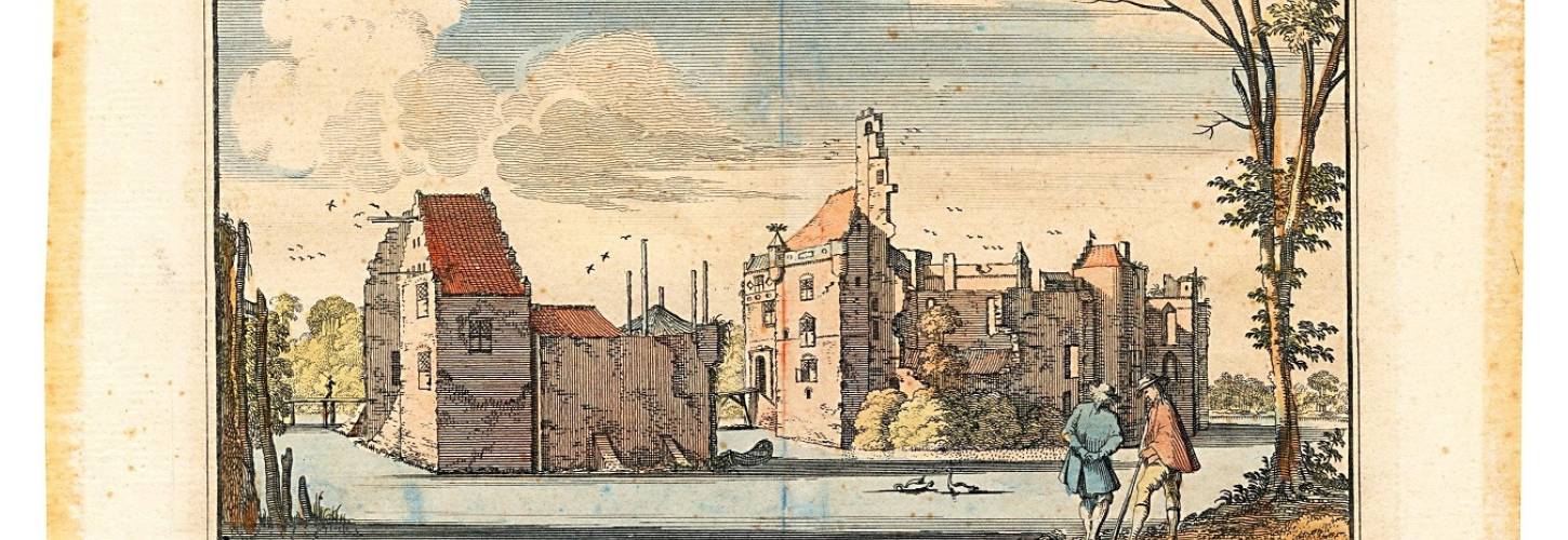 Ruine van het slot waardenburg in 1711