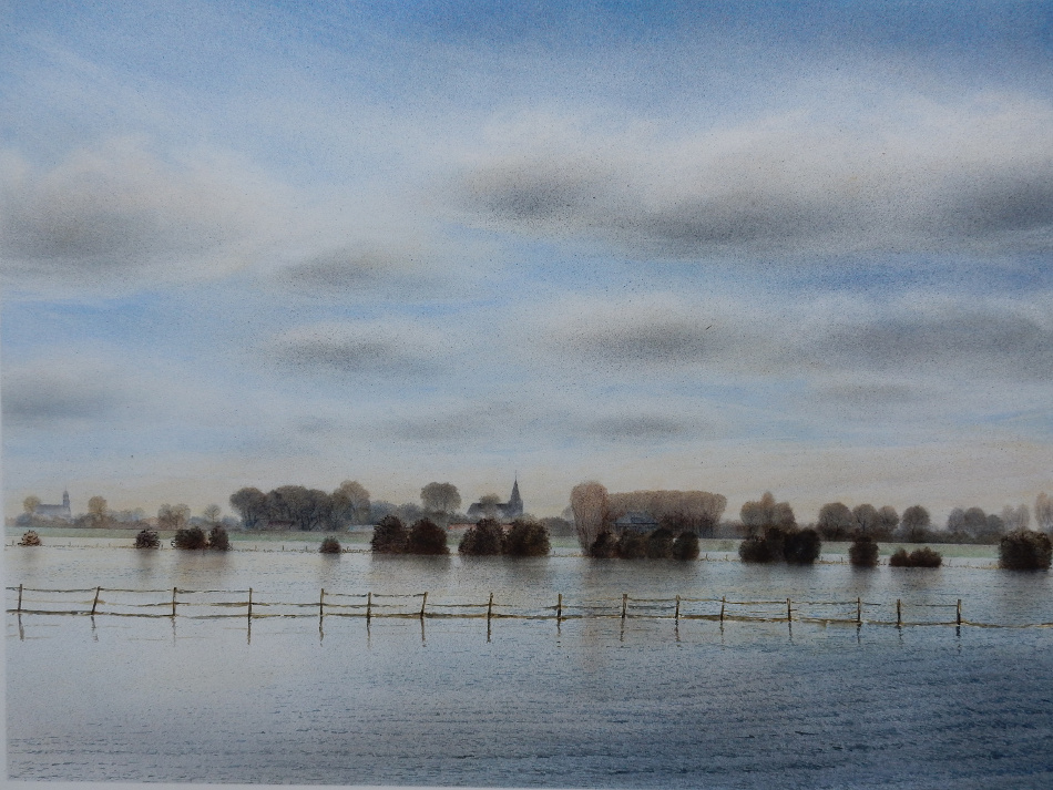 aquarel ochtendgloren van dik kusters