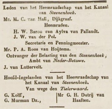 vermelding roos van hoijtema in zaltbommelse almanak 1842