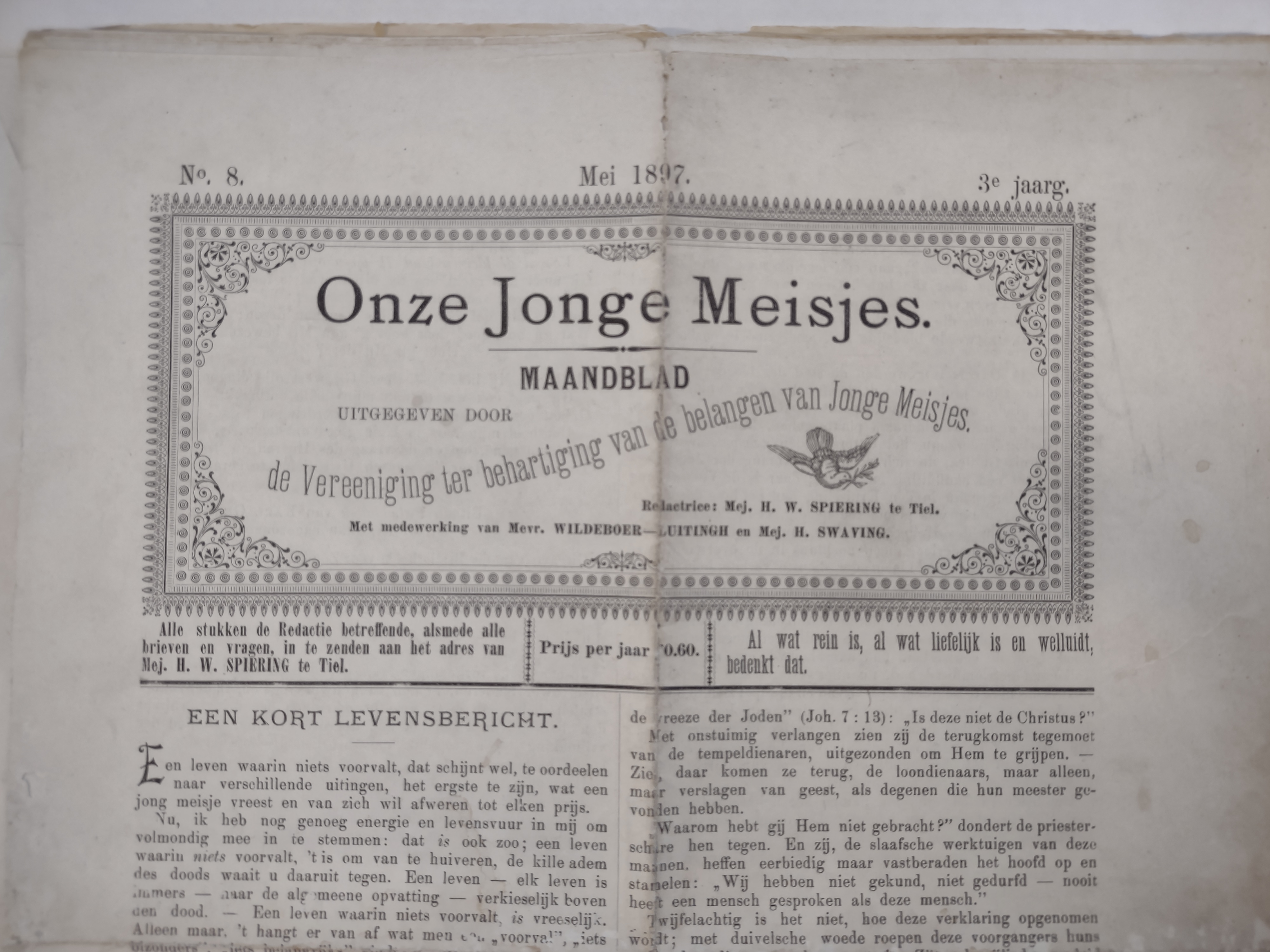 Voorkant maandblad Onze Jonge Meisjes