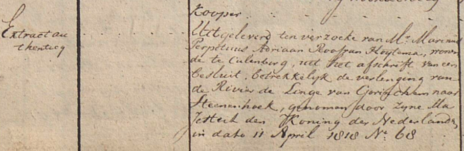 Akte Roos van Hoijtema 1818