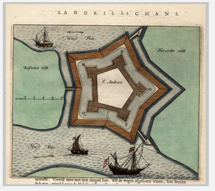 plattegrond fort sint andries 1660 van j. blaeu