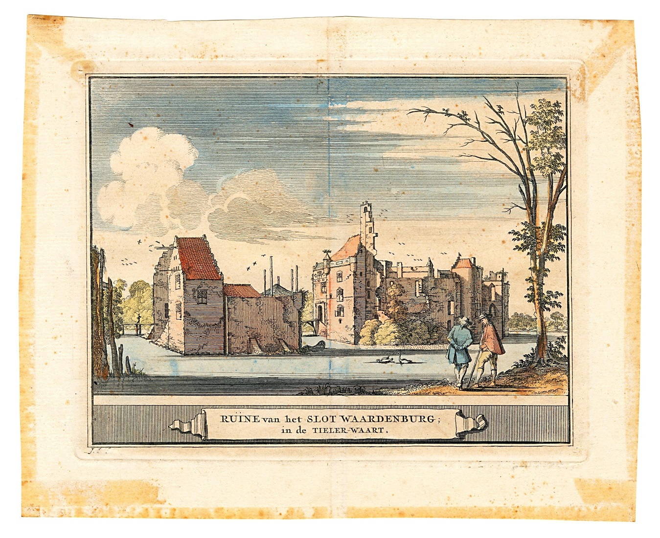 tekening van de ruine van slot waardenborg 1711