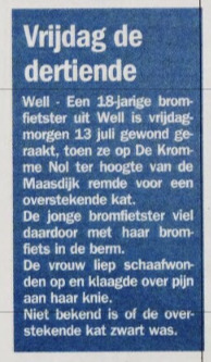 krantenbericht De Toren 2007 over ongeluk bromfietster