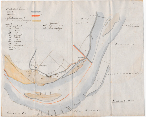 kaart met visrechten waal rond 1870