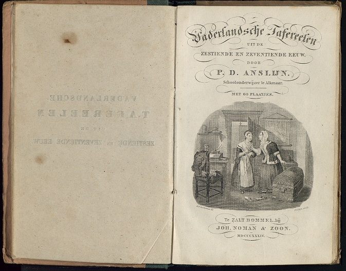 titelblad Vaderlandsche Tafereelen uit de zestiende en zeventiende eeuw van Anslijn