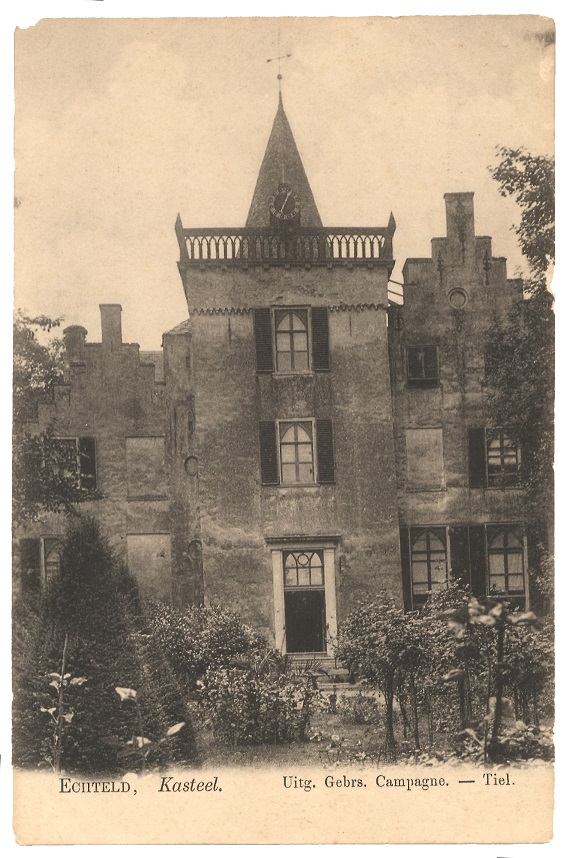 prentbriefkaart kasteel Wijenburg Echtels in 1903