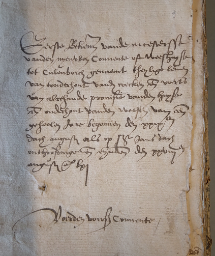 eerste pagina uitgavenoverzicht 1560-1561 Elisabeth Weeshuis Culemborg